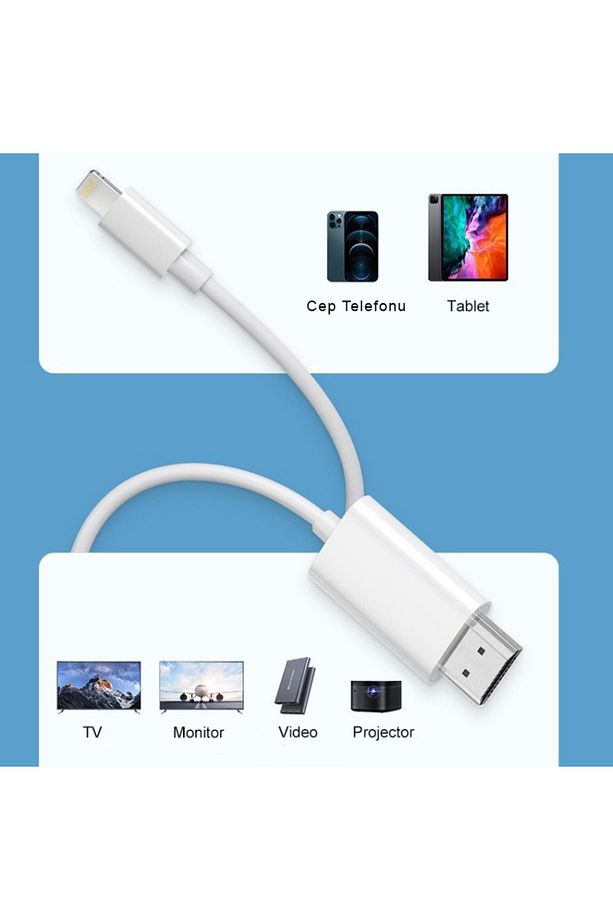 iPhone 11 12 13 14 Pro Max iPad 10.2 10.9 2 Mt Hdmi Görüntü Kablosu Ep-808H - 5