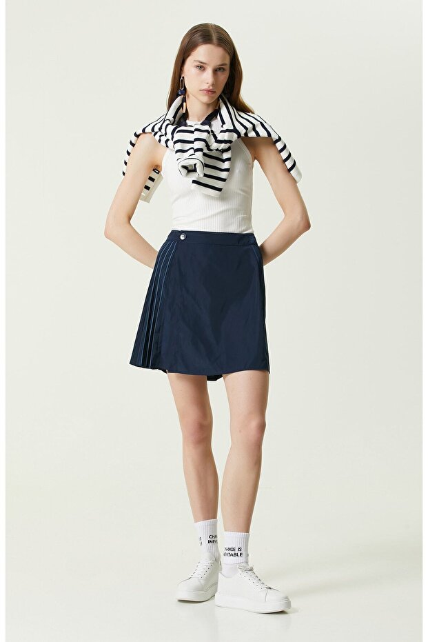 Lacivert Mini Etek - 1