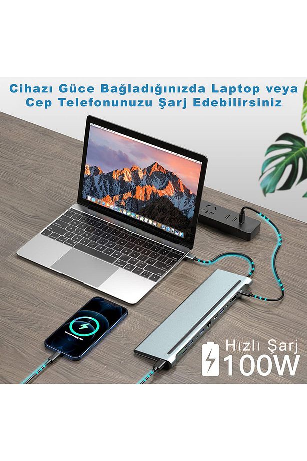 Notebook Dock Station Usb 3.1 Type C Uhd 4k Hdmı Minidp Vga Audio - 5