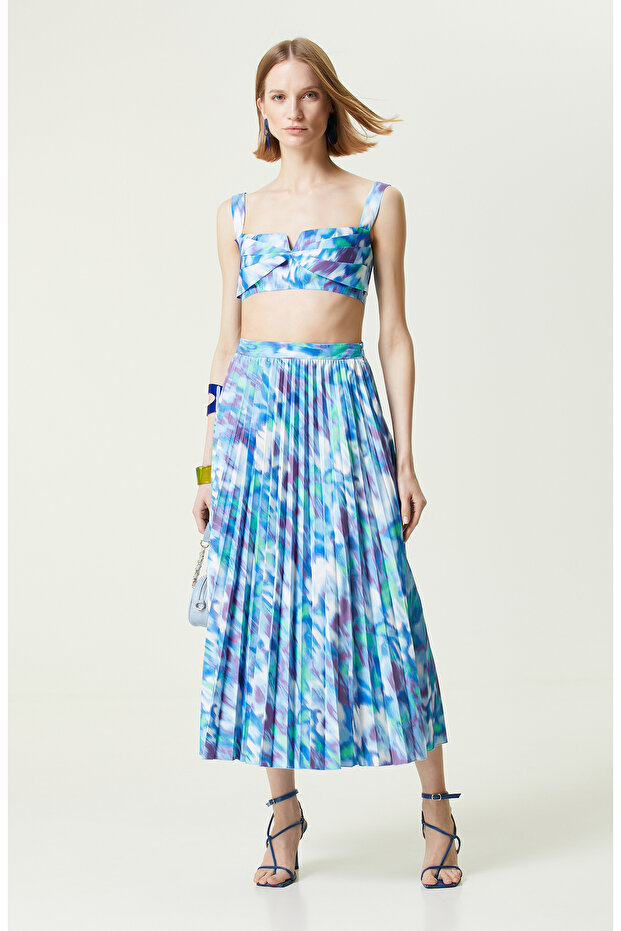 Mavi Askılı Desenli Büstiyer - 2