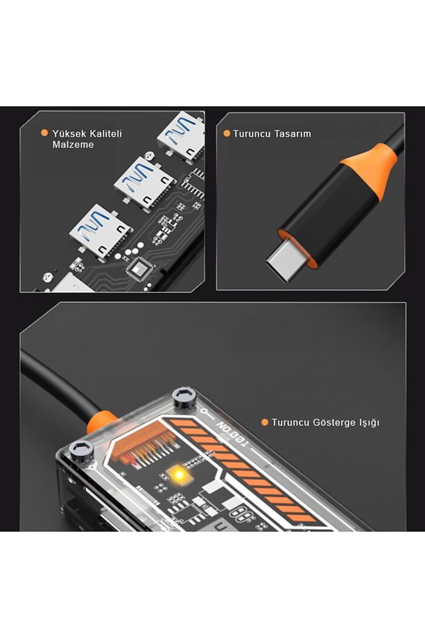 Type-c 3x Usb 3.0 Hub Pd Hdmı Şarj Girişli Hub Çevirici Adaptör Sw5h - 6