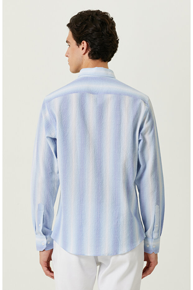 Mavi Çizgili Gömlek - 4