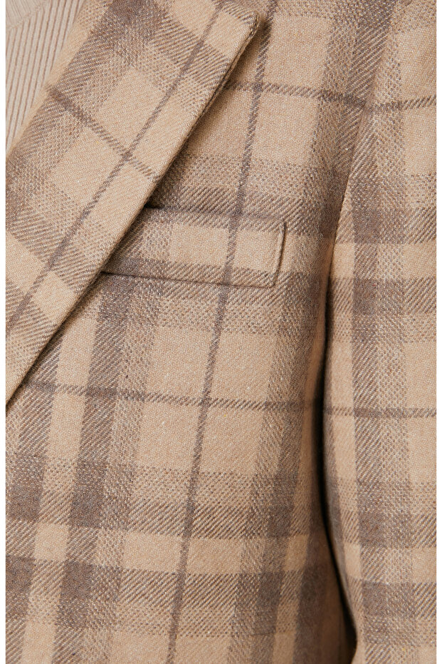 İki Düğmeli Camel Blazer Ceket - 6