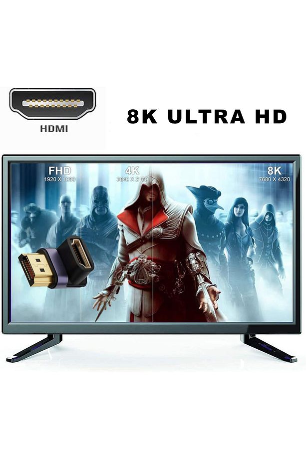 HDMI to HDMI 90 Derece Çevirici 8K 2.1 UHD Dönüştürücü Adaptör - 5