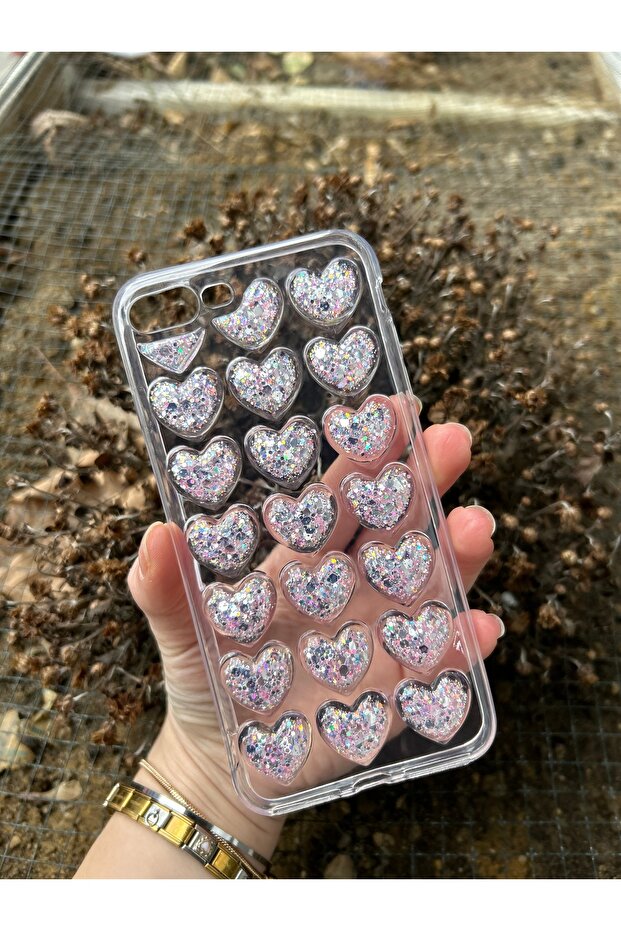 İphone 7 Plus/8 Plus Uyumlu Uyumlu 3D Kalp Çıkıntılı Kılıf - 2