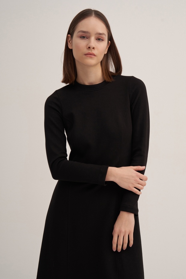 Kadın Çelik Örme Dikiş Detaylı Elbise Siyah - 2