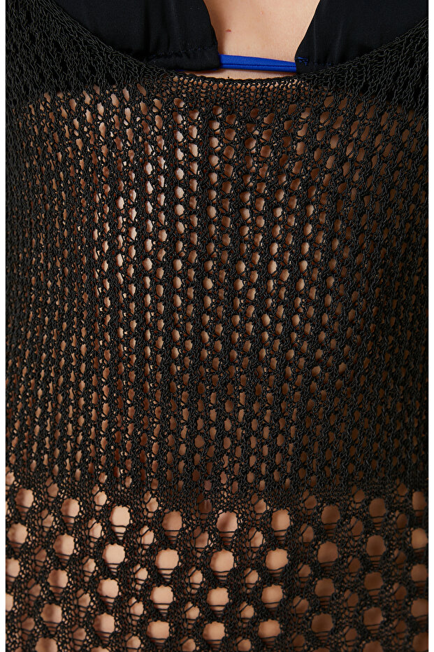 Siyah Triko Plaj Elbisesi - 5