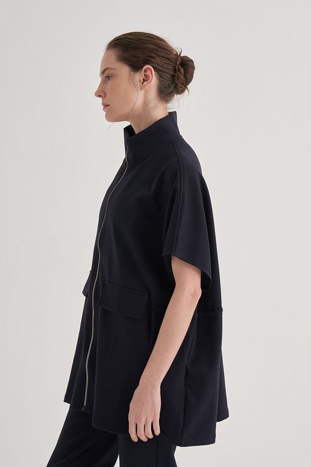 Kadın Çelik Örme Oversize Yelek Lacivert - 5