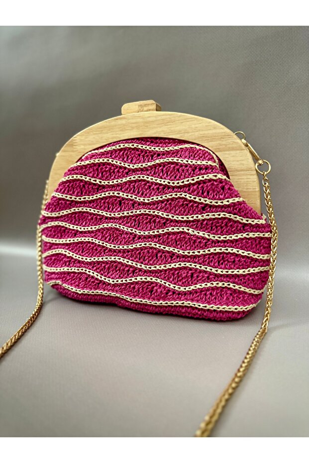 El örgüsü Clutch çanta kâğıt ip hasır çanta - 4