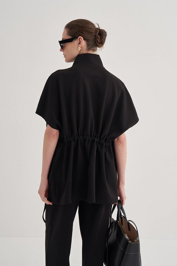 Kadın Çelik Örme Oversize Yelek Siyah - 8
