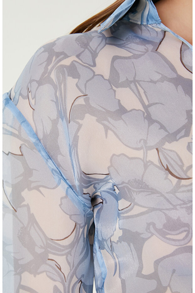 Mavi Desenli Bluz - 6