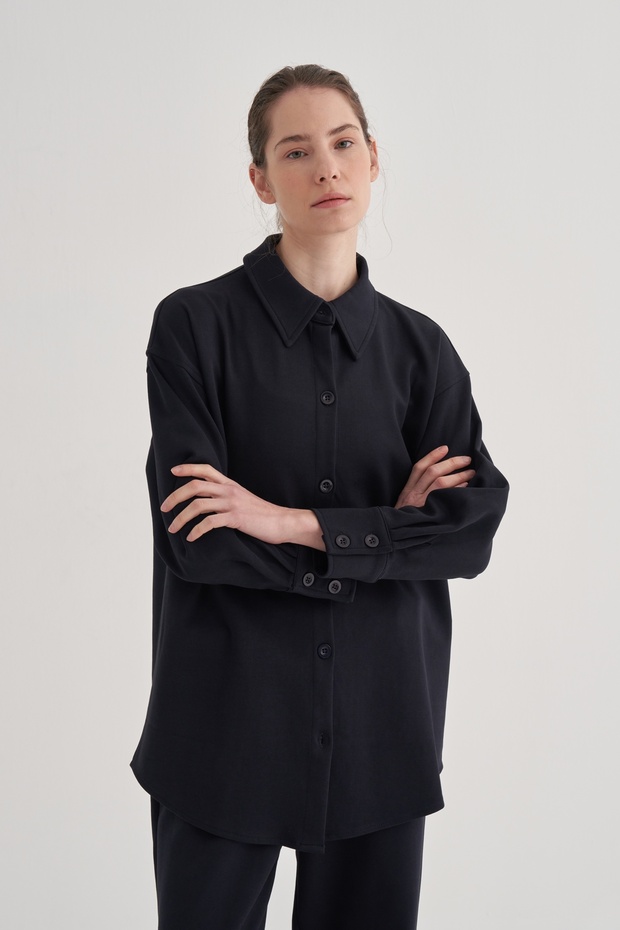 Kadın Çelik Örme Basic Gömlek Lacivert - 2