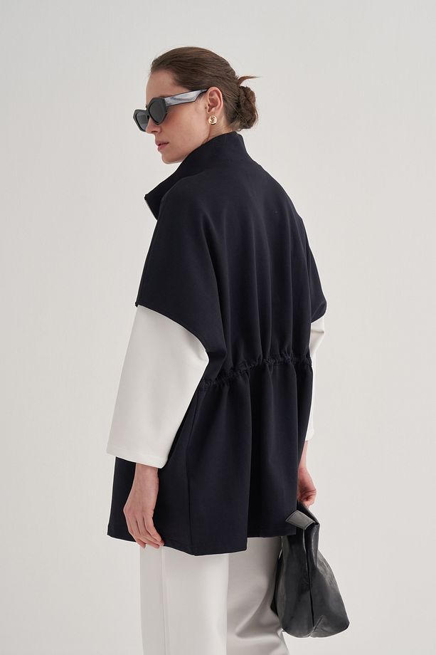Kadın Çelik Örme Oversize Yelek Lacivert - 4