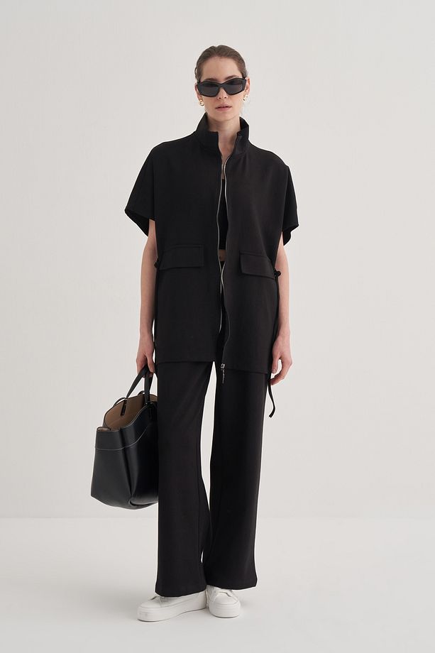 Kadın Çelik Örme Oversize Yelek Siyah - 4