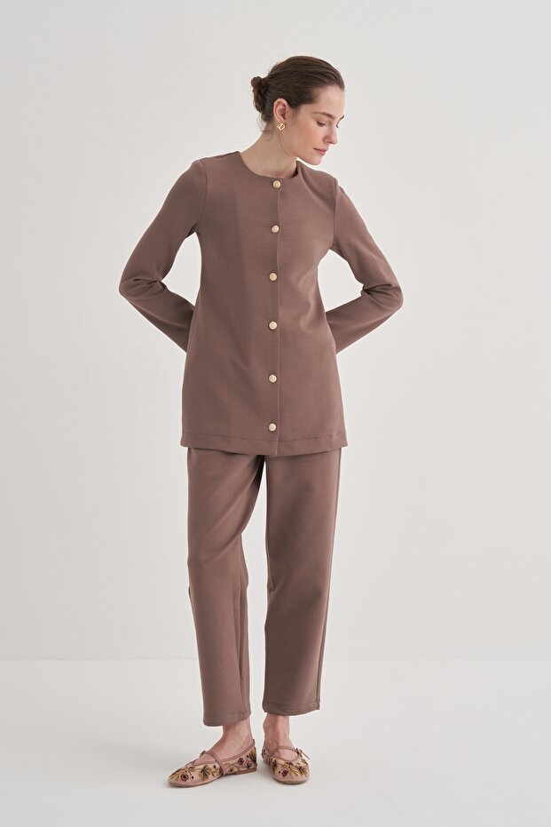 Kadın Çelik Örme Ceket Kahve - 3