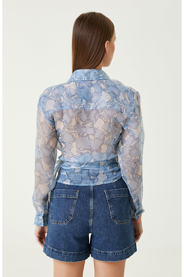 Mavi Desenli Bluz - 7