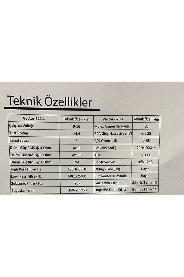 VECTOR 320.4 4 KANAL AMFİ 4X80W - 3