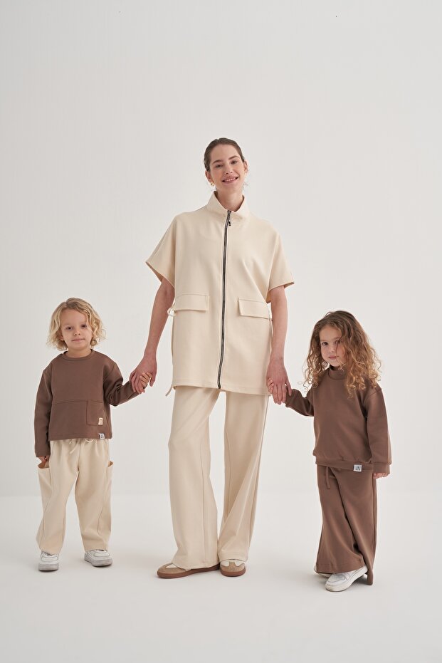 Kadın Çelik Örme Oversize Yelek Bej - 4