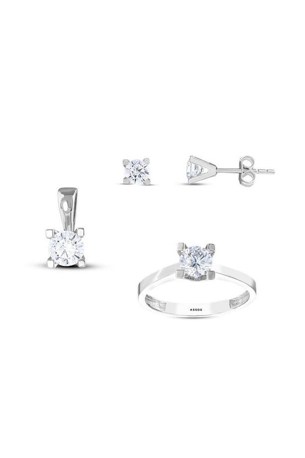 Tek Taş Altın Set - 14k - 3.83gr - 1