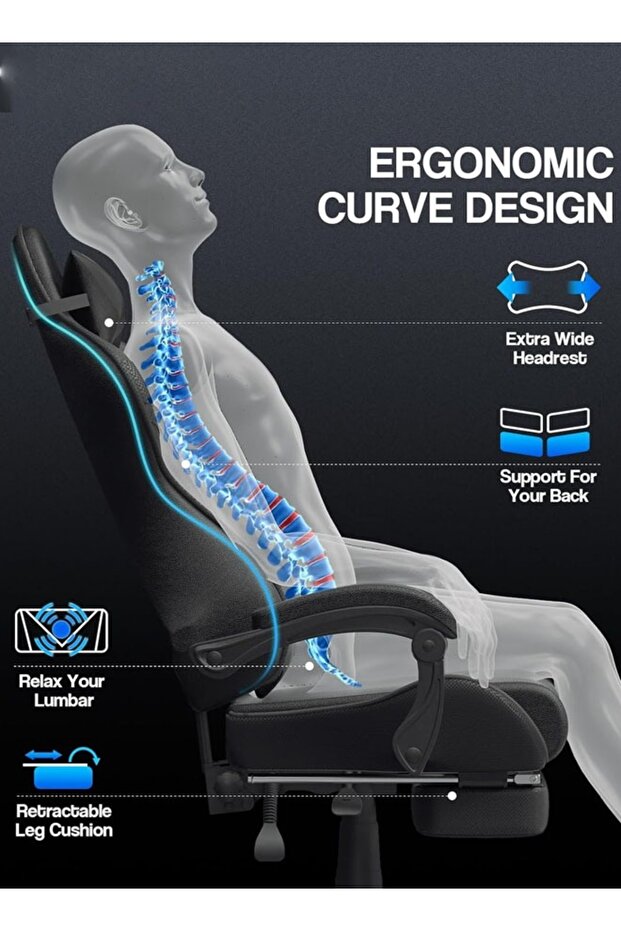 Gaming chair with adjustable leather backrest and comfortable headrest - 5