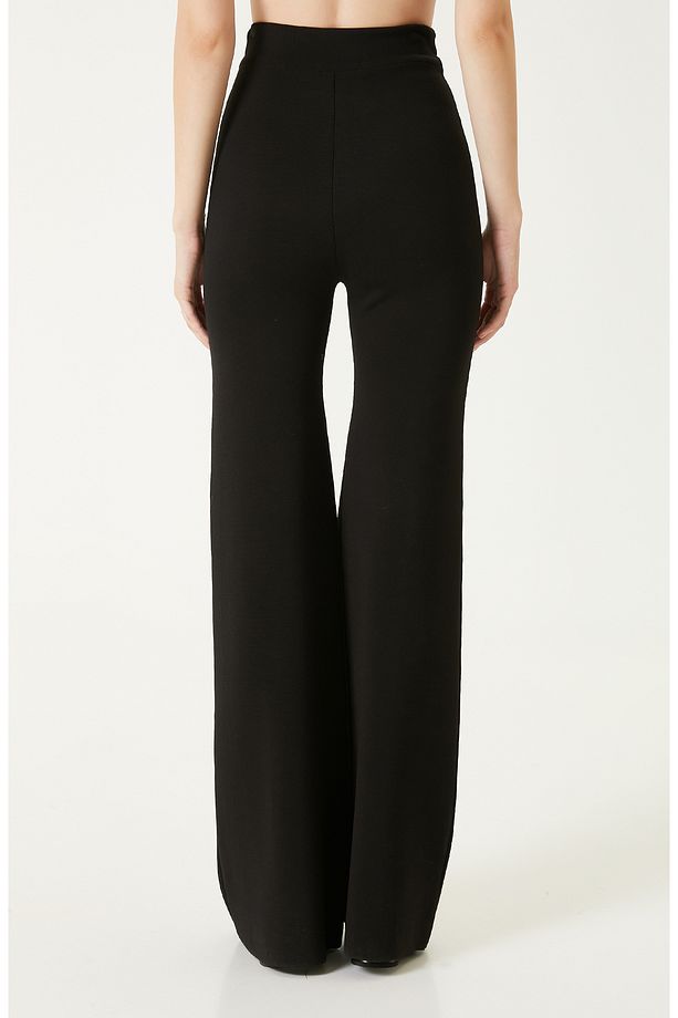 Siyah Flare Form Triko Pantolon - 5
