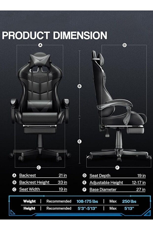 Gaming chair with adjustable leather backrest and comfortable headrest - 4