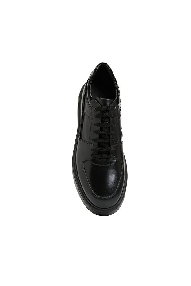 Siyah Erkek Deri Sneaker - 4