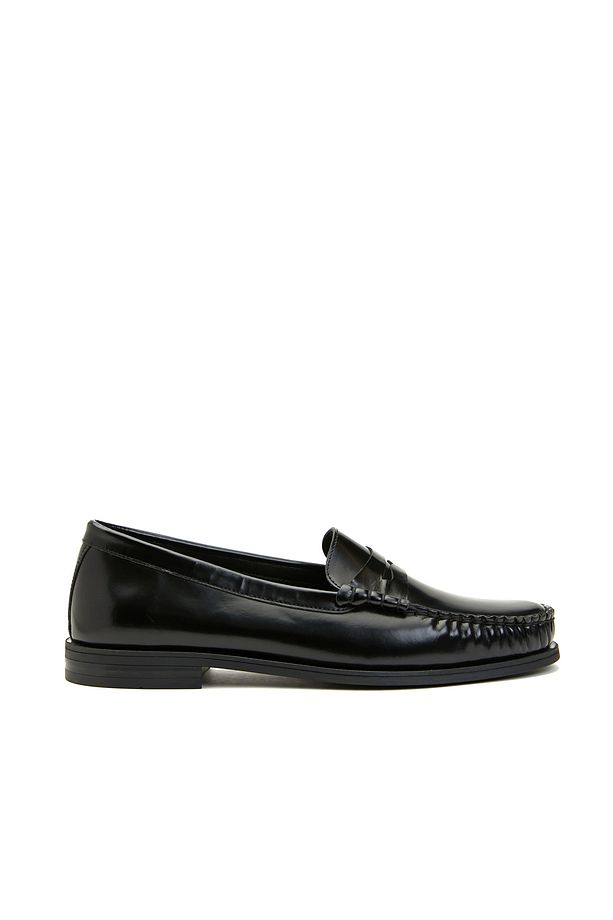 Siyah Kadın Deri Loafer - 2