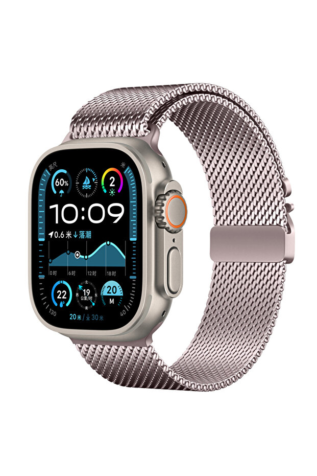 Apple Watch 10/11 Serisi 46mm Kordon Titanyum Kelebek Klipsli Milano Loop 121 - 4