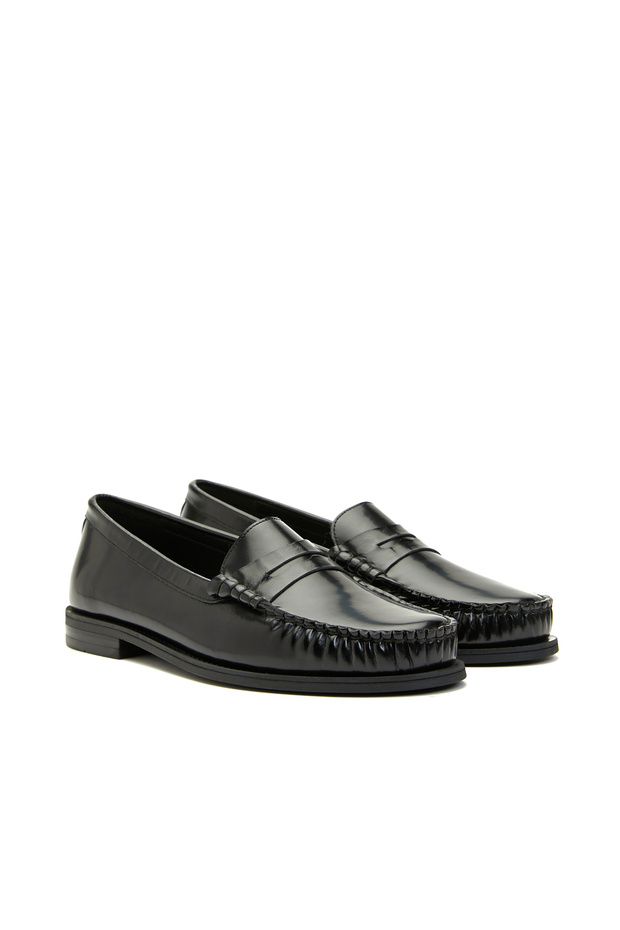 Siyah Kadın Deri Loafer - 1
