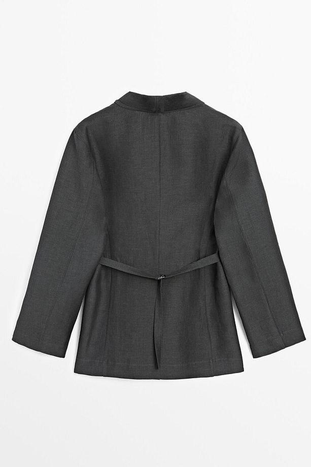 Kruvaze yün karışımlı hafif blazer - 9