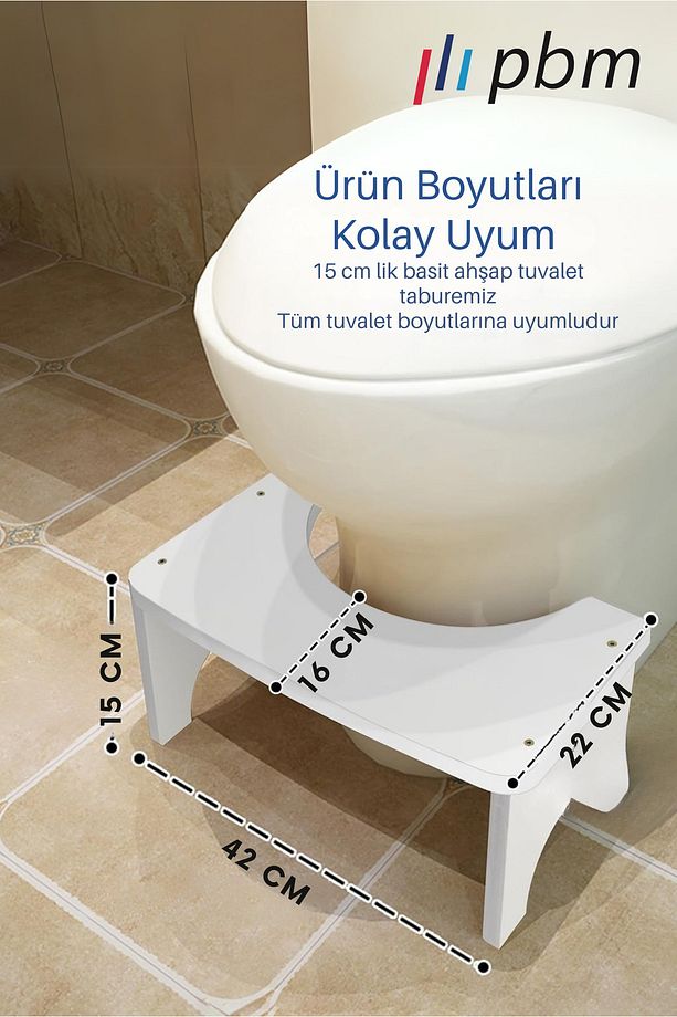 Yetişkinler için MDF Tuvalet Taburesi, Kaymaz Sağlam Banyo Tuvalet Klozet Taburesi - 7