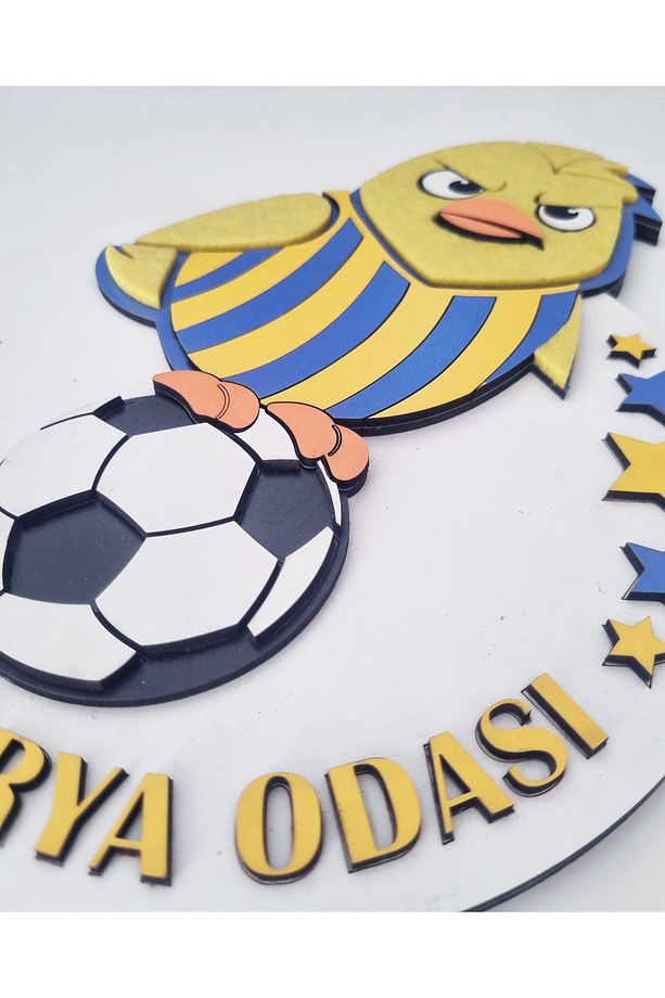 Taraftar FB Kanarya Sarı Lacivert Çocuk Bebek Yeni Doğan Kapı Duvar Dolap Süsü Hediye - 4