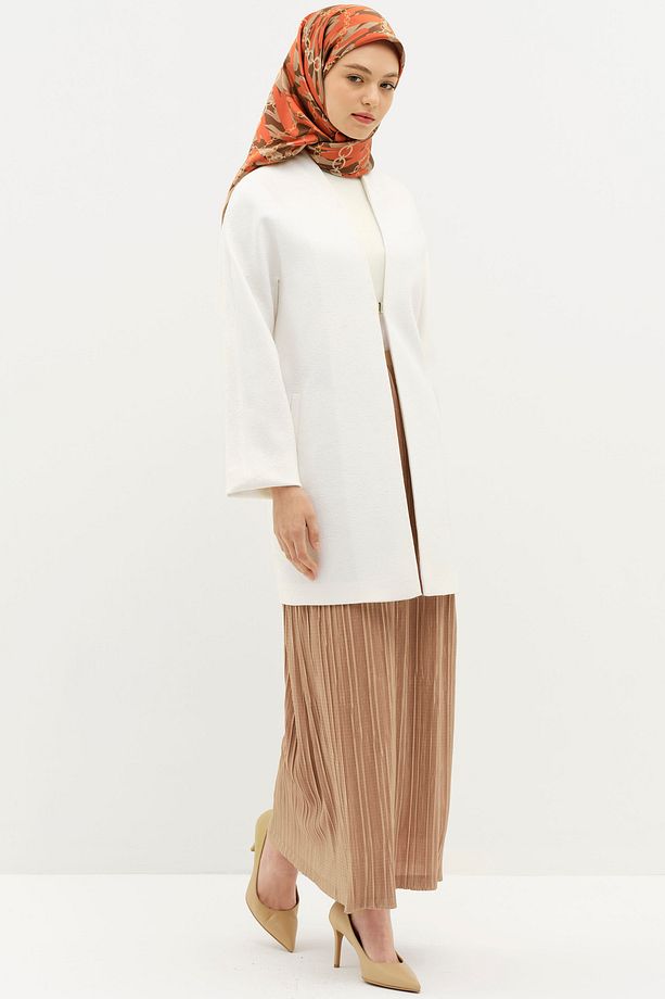 Piliseli Beli Lastikli  Etek - Camel - 3