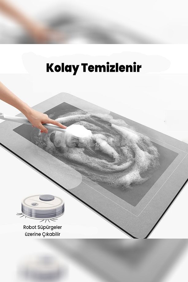 2 Adet Kalın Mavi Su Emici Kaymaz Tabanlı Banyo Paspası Seti - Mutfak Tezgah Önü - 50x70 Ve 40x120 - 7