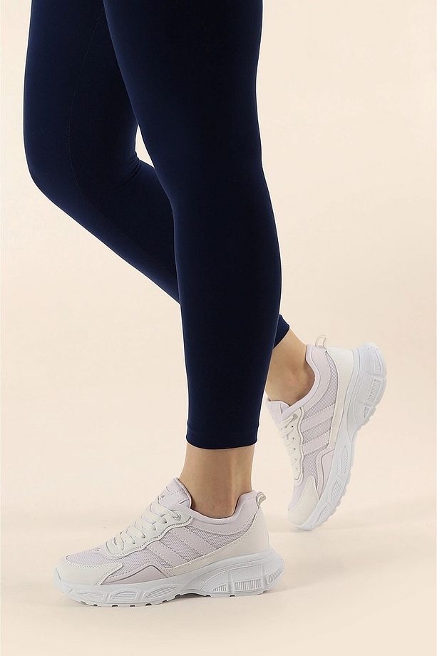 Kadın Yüksek Taban 4 CM Yazlık Fileli Hafif Rahat Taban Sneaker Kalın Taban Spor Ayakkabı - 3