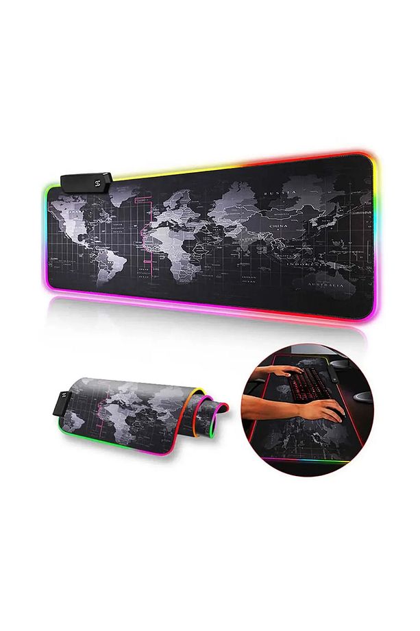 70x30 Rgb Dünya Desenli Led Işıklı Speed Yüzey Gamepad Dünya Desen Gaming Mousepad 70x30 - 7