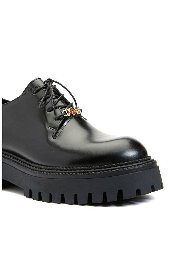 Siyah Kadın Deri Ayakkabı - 5