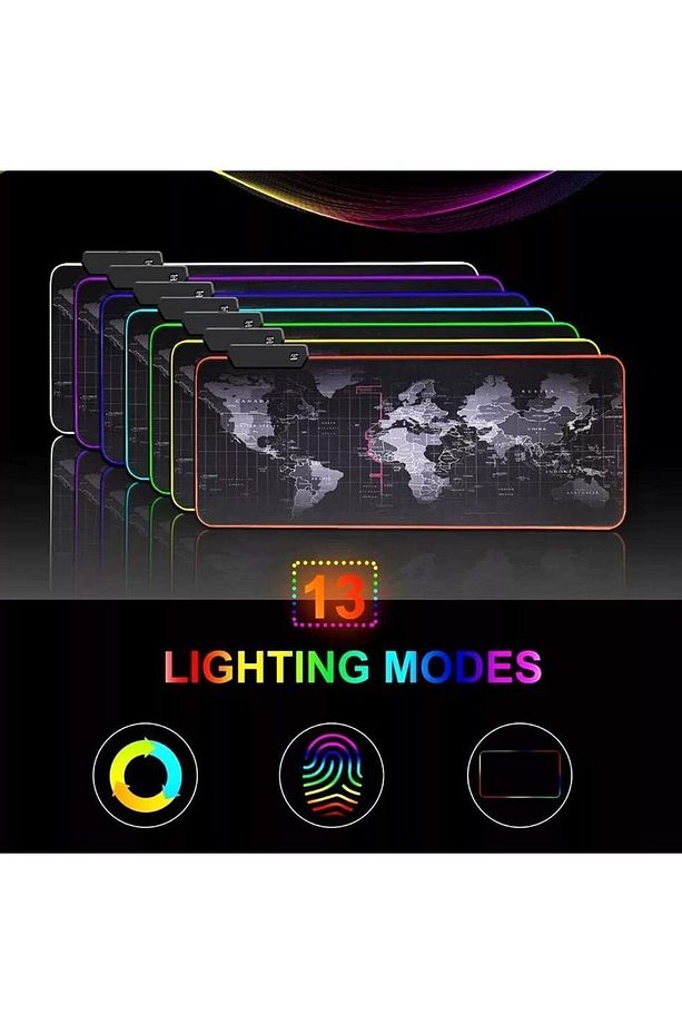 70x30 Rgb Dünya Desenli Led Işıklı Speed Yüzey Gamepad Dünya Desen Gaming Mousepad 70x30 - 5