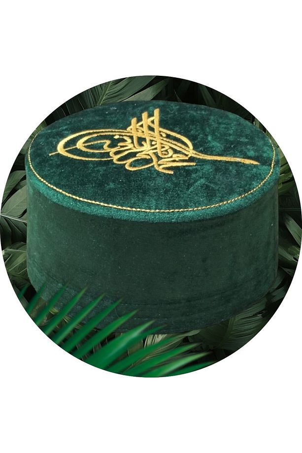 Tuğralı Yeşil Keçe Takke,tuğralı Takke,yeşil Takke,kalıplı Takke,sarıklık Takke,takke, T054 - 1
