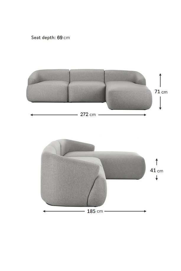 Mode Togg Soft Sağ Köşe Koltuk Takımı 3 Modül 19 Gri Keten Kumaş Işbir Sünger - 7