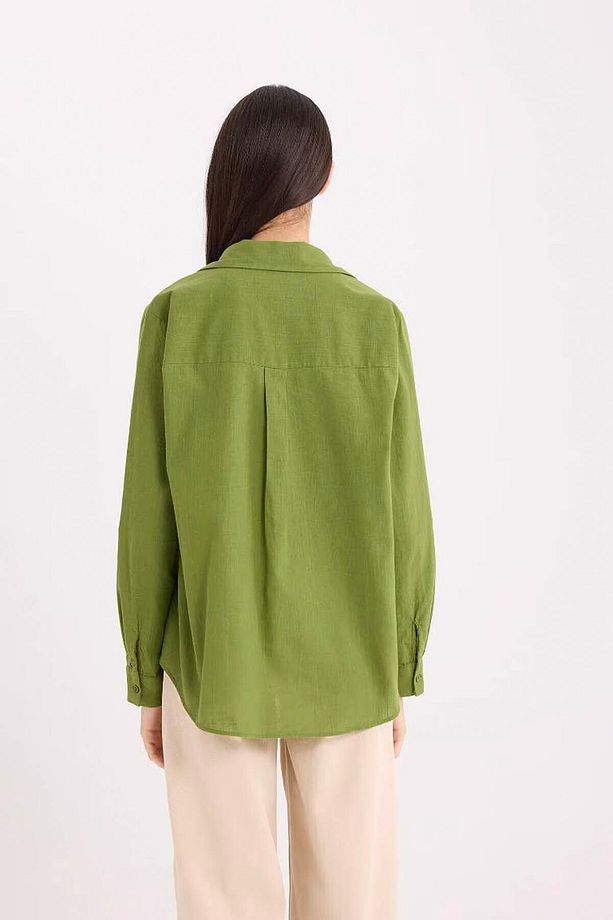 Regular Fit Basic Düz Cepli Uzun Kollu Gömlek W7734az25sp - 5
