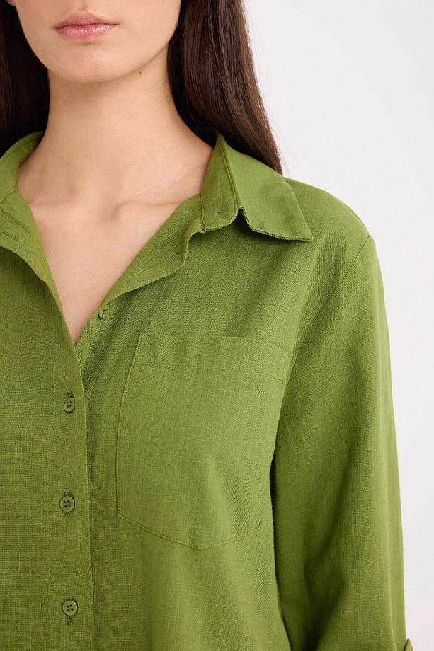 Regular Fit Basic Düz Cepli Uzun Kollu Gömlek W7734az25sp - 4