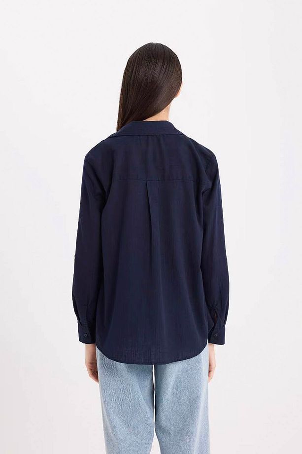 Regular Fit Basic Düz Cepli Uzun Kollu Gömlek W7734az25sp - 4