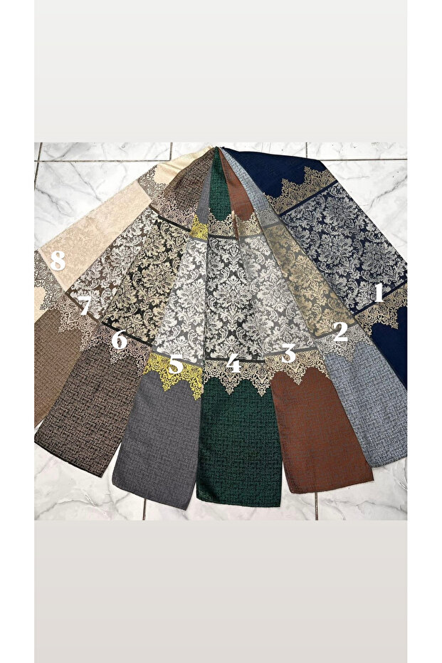 DAMAKS PATTERN DARK GRAY FUND SIK PLEATED PIPE PLEATED SINGLE WING -مع هدية إكسسوار- - 4