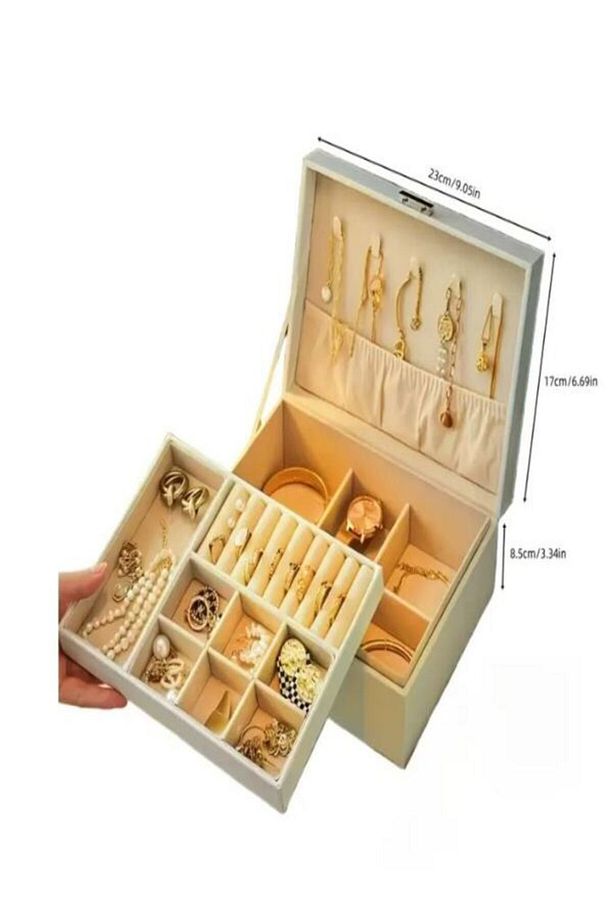 Premium Mücevher Kutusu, Takı Kutusu,  3 katmanlı, beyaz renk - 3
