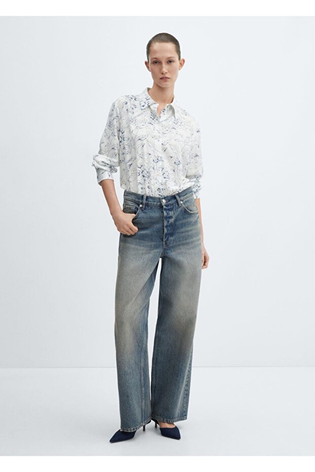 Düğmeli desenli gömlek - 2