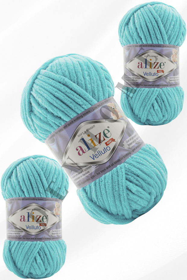 Alize Velluto Velvet Hand Knitting Rope Cardigan Booties Home Boots Scarf Hat Blanket Slippers 3 Pieces
