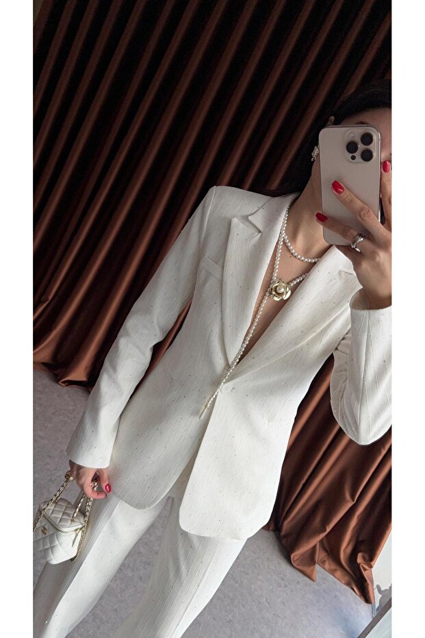 Sequin Premium Ecru Jacket - 4