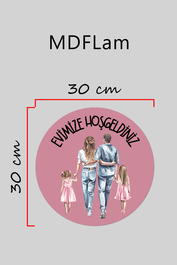 Modern Kapı Süsü Pembe İki Kız Çoçuğu Aile Dış Mekan Kapı Süsü - 3